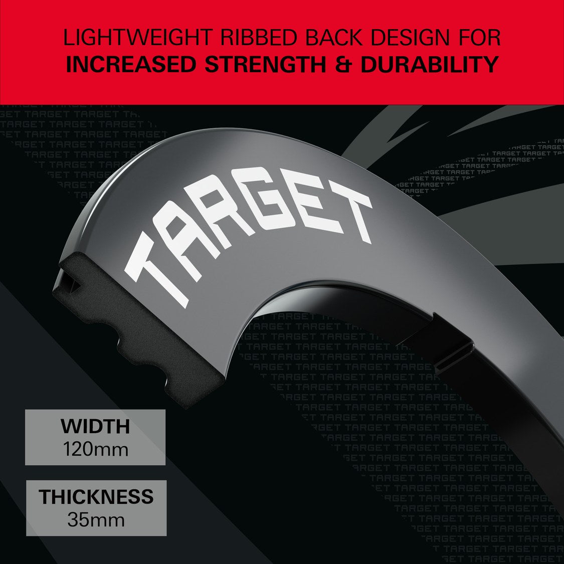 Target Notched Surround in black – lightweight ribbed back, 120mm wide and 35mm thick