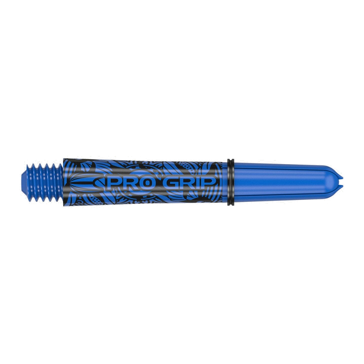 Target Pro Grip Ink blue dart shaft, full side view showing the moulded 2BA thread and Pro Grip ring