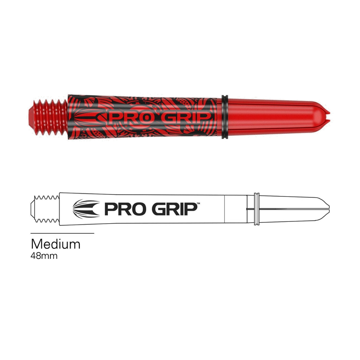 Target Pro Grip Ink red dart shaft with medium 48mm length diagram