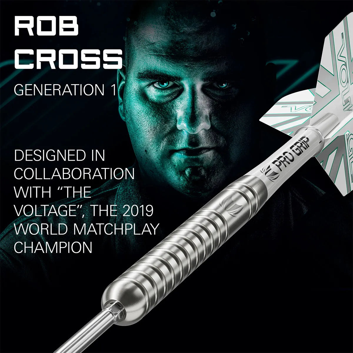 Angled close-up of 90% tungsten dart highlighting precision milled barrel grip and Pro Grip shaft, ideal for steel tip darts buyers
