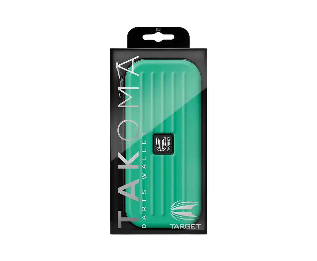 Aqua darts case in retail packaging, full front view showing rigid EVA construction and ribbed protective design