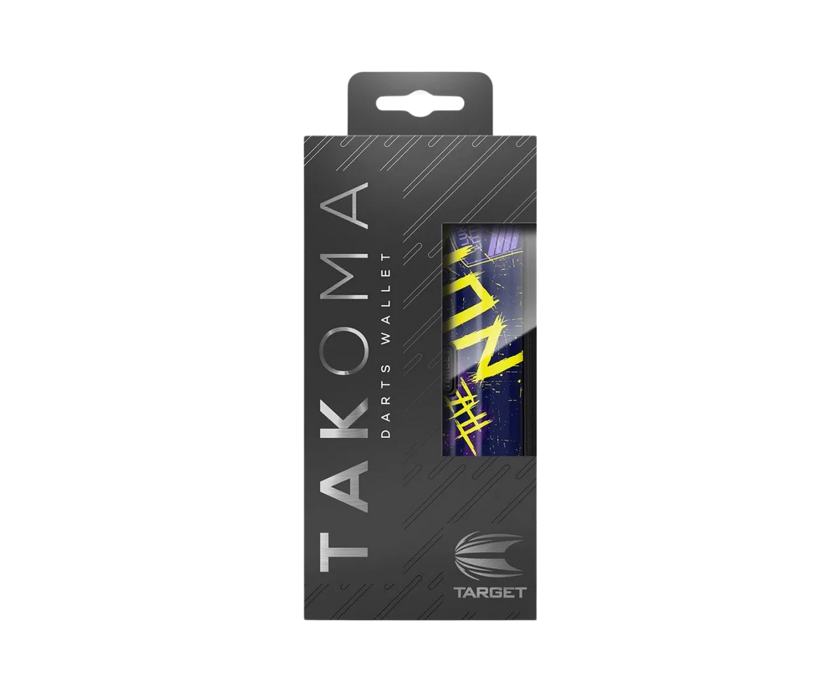 Takoma Luke Littler darts wallet in retail packaging with viewing window highlighting bold yellow graphic design on case
