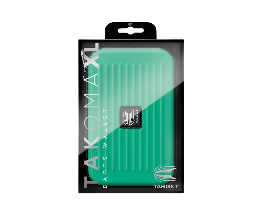 Aqua darts case in retail packaging, front view showing rigid EVA shell and vertical ridges, ideal for dart storage and protection