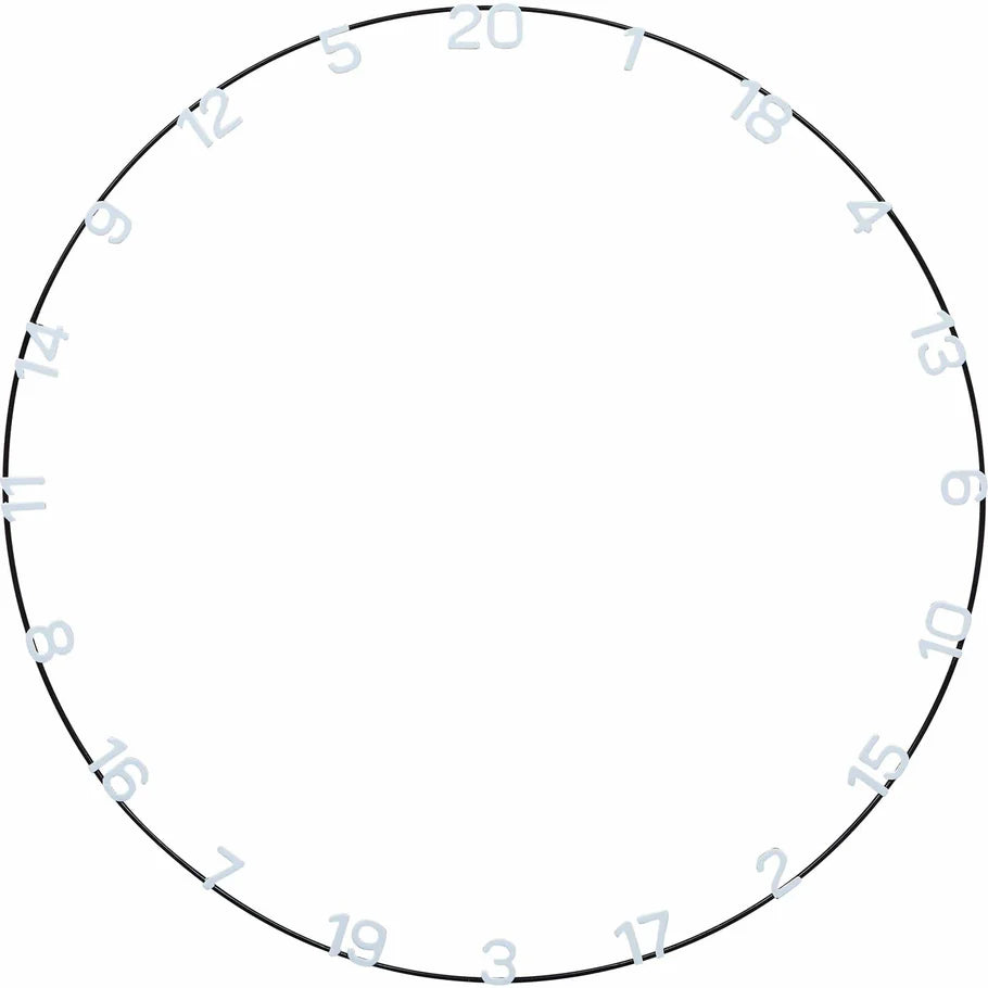 dartboard number ring close-up on white background showing white numbers on black wire for dartboard replacement or customization