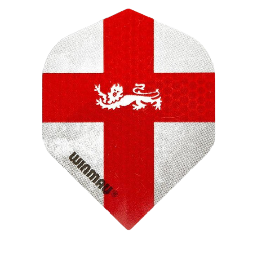 Standard dart flight with England St George cross and lion design, full product view on white, single 75 micron dart accessory