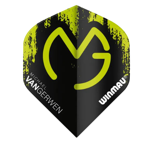 Mega standard dart flight with bold green and black MVG logo, full product view isolated on white, ideal for professional darts setup