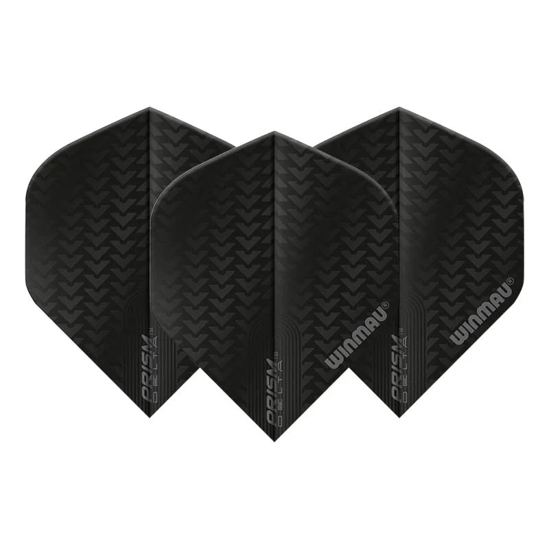 Set of three black No.2 dart flights displayed on white background, highlighting textured chevron pattern and standard flight shape.