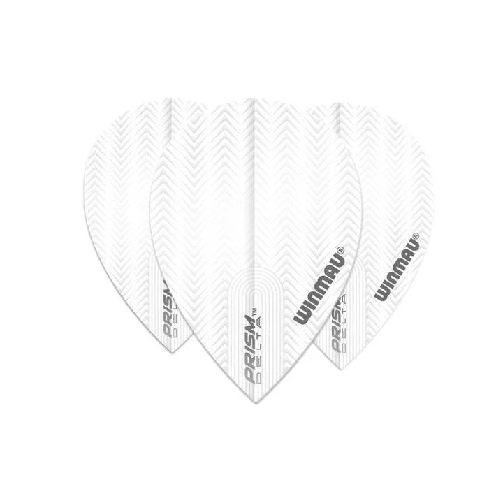 Pear-shaped white dart flights set, textured pattern, isolated on white background for dart accessories buyers