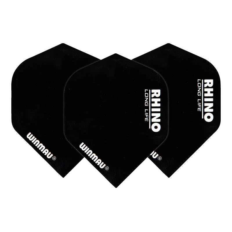 Three extra thick black No.2 dart flights displayed angled on white background, highlighting durable material and standard shape