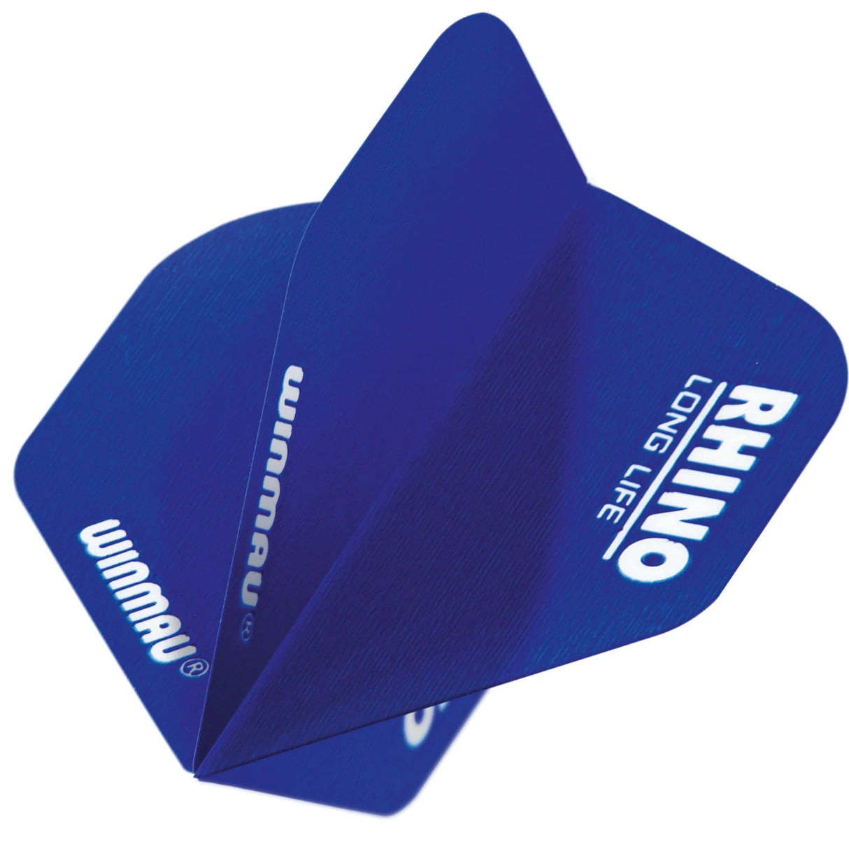 Angled close-up of blue No.2 dart flight assembled, extra thick texture shown, isolated on white, ideal for durable dart accessories.