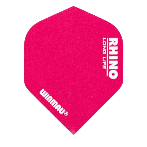 Rhino Extra Thick Pink No.2 dart flight isolated on white background with bold text and durable 100 micron material