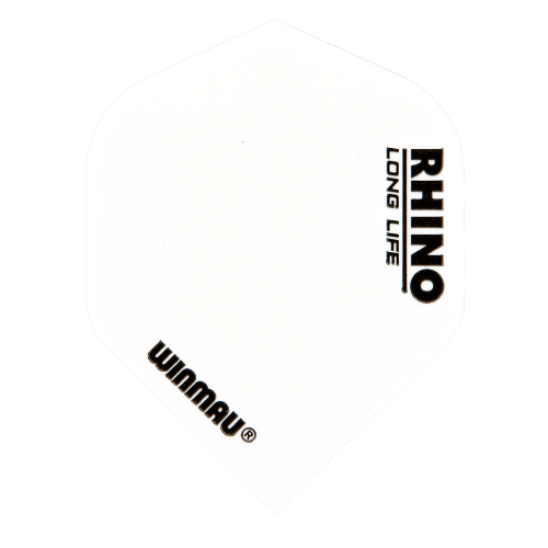 Single white No.2 extra thick dart flight flat display, highlighting durable shape and clear printed text for dart accessories
