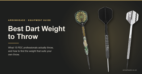 Three tungsten darts against a dark background beside the title Best Dart Weight to Throw