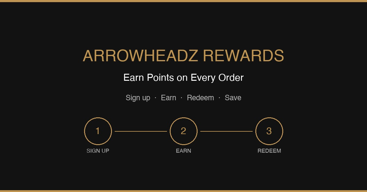 ArrowHeadz Rewards Program - earn points on every order, sign up, earn and redeem