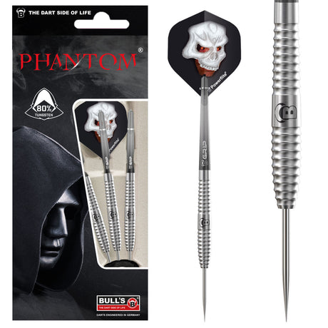 Bull's Phantom PT3 80% tungsten darts with retail packaging