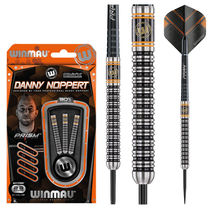 Winmau Danny Noppert 90% tungsten darts with retail packaging