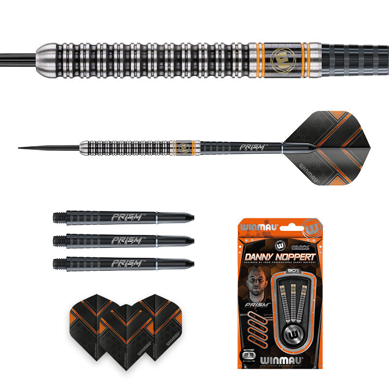 Winmau Danny Noppert set contents with Prism Force shafts, Prism Alpha flights and point protector