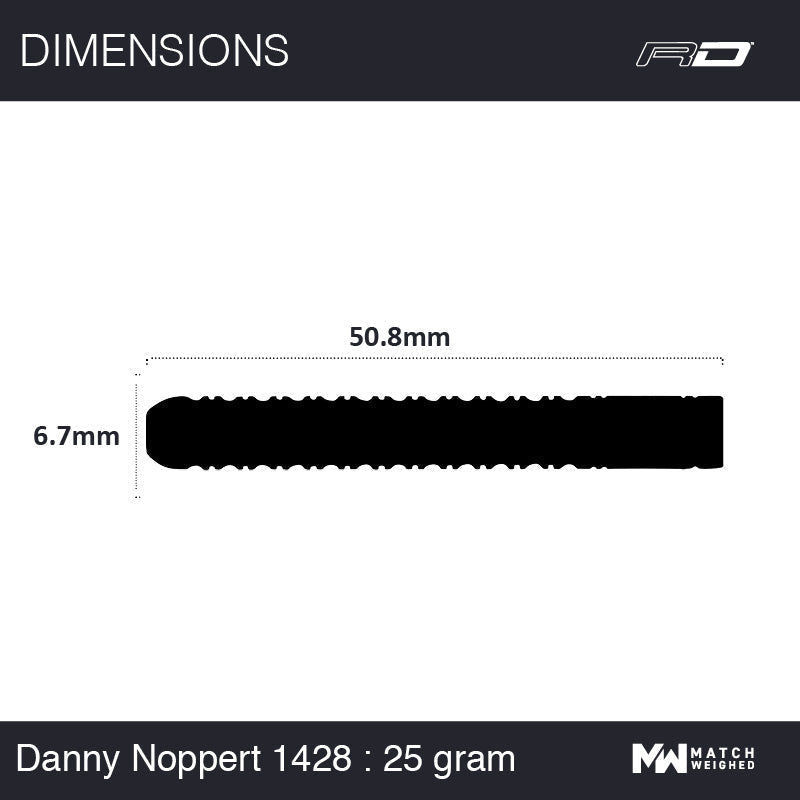 Winmau Danny Noppert 25g barrel dimensions diagram