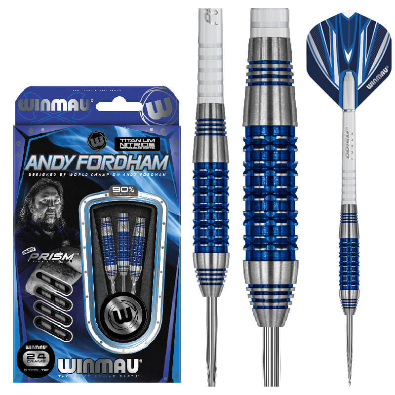 Winmau Andy Fordham Special Edition 90% tungsten darts with retail packaging