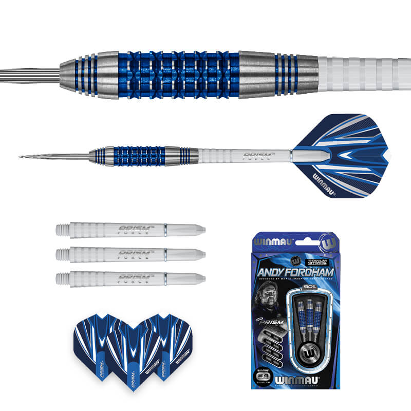 Winmau Andy Fordham SE set contents with Winmau shafts and flights