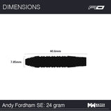 Winmau Andy Fordham SE 24g barrel dimensions diagram