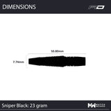 Winmau Sniper Black Style 2 23g barrel dimensions diagram