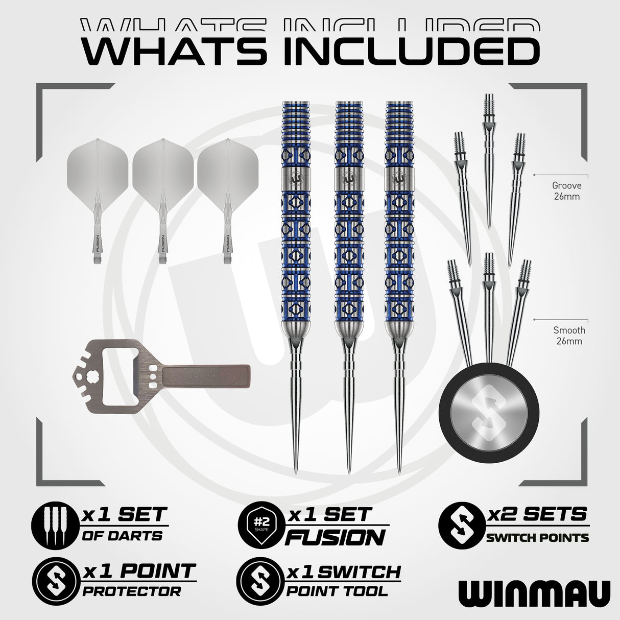 Winmau - Lunaris Parallel - 90% Tungsten Darts (SP)