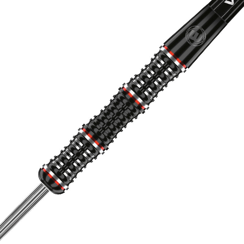 Winmau Mervyn King SE dart at an angle showing the scalloped Onyx barrel