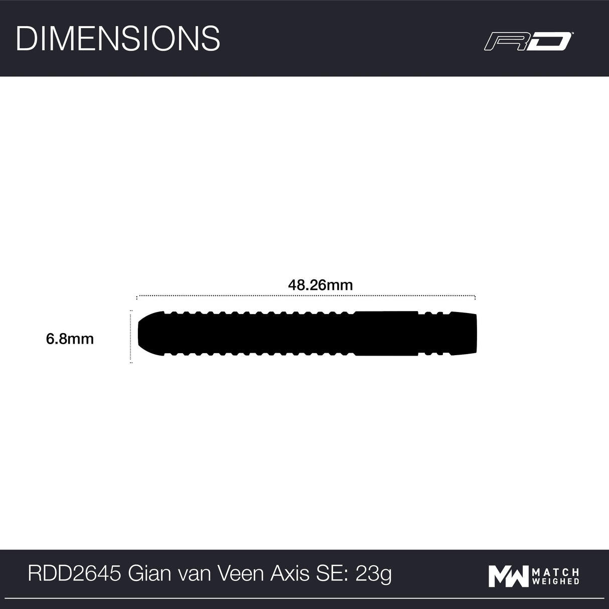 Red Dragon Gian van Veen Axis SE barrel dimensions diagram