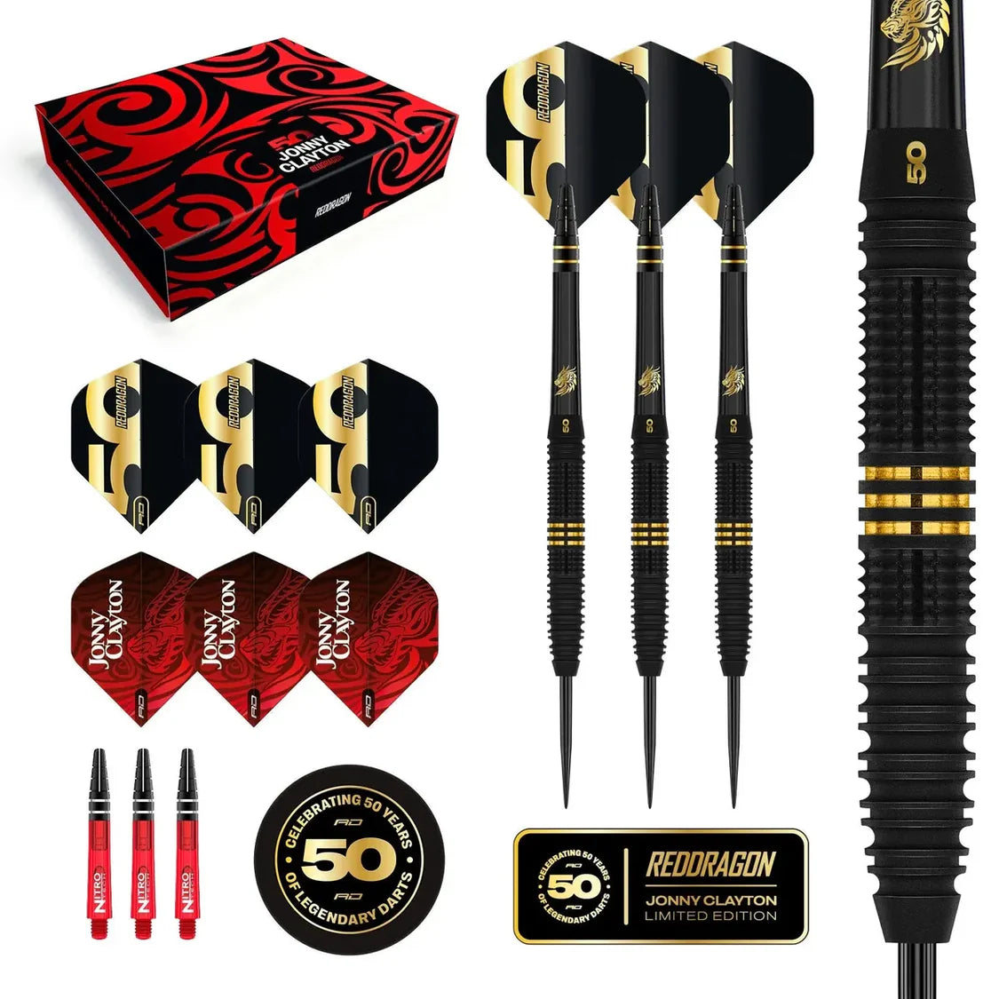 Red Dragon - Jonny Clayton 50 Year Anniversary Limited Edition - 90% Tungsten Darts