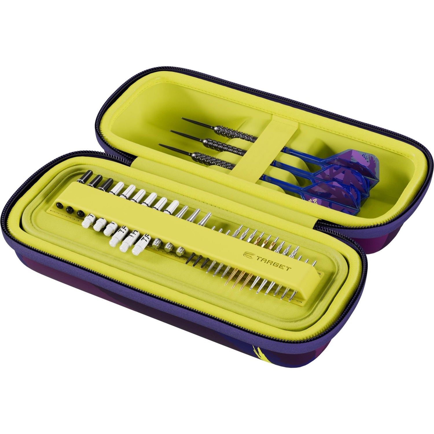 Born To Win BOA darts case open with darts inside