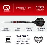 Ryan Searle Series 2 specification: 26mm Quick Point, 51mm tapered barrel, Carbon ST shafts, 100 micron flights