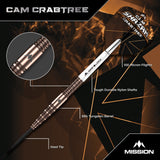 Mission Cam Crabtree V2 95% tungsten darts - barrel features close-up