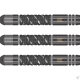 Three black darts with metallic tips on a white background