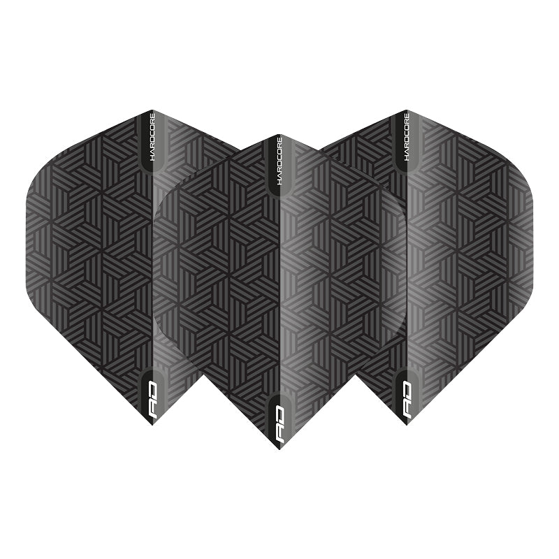 Set of three Red Dragon Hardcore XT black No.2 dart flights