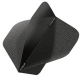 Angled view of the Red Dragon Hardcore XT black dart flight
