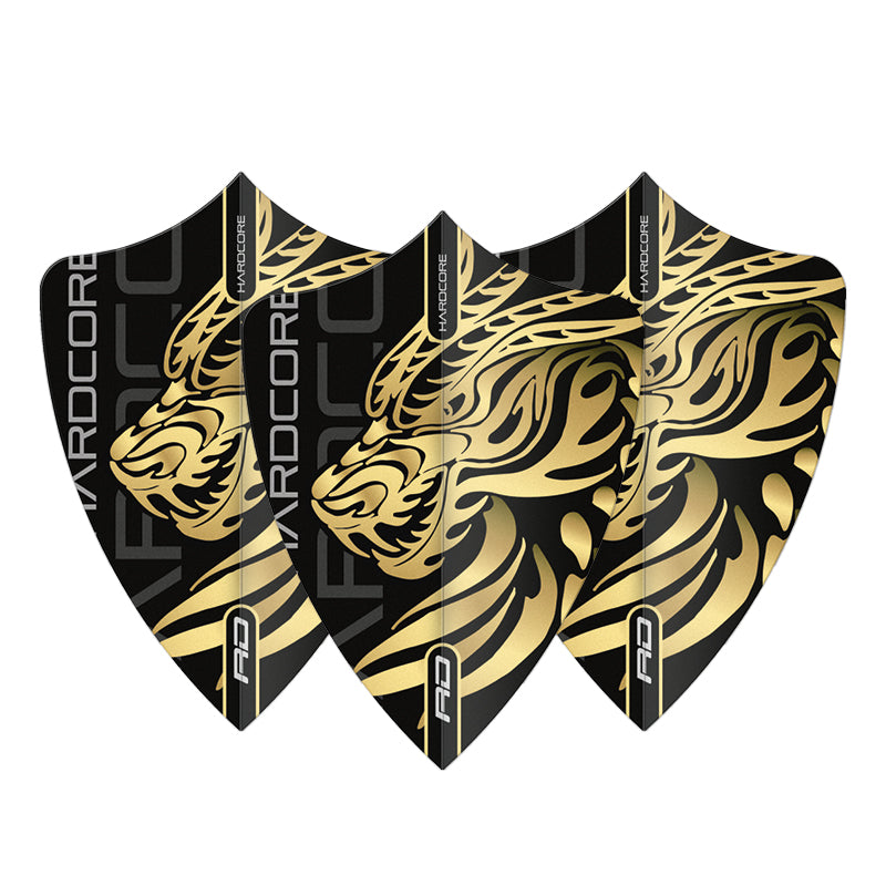 Red Dragon Jonny Clayton Gold Dragon Freestyle dart flight angled view