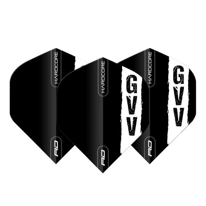 Red Dragon Gian van Veen GVV Black Logo dart flight angled view