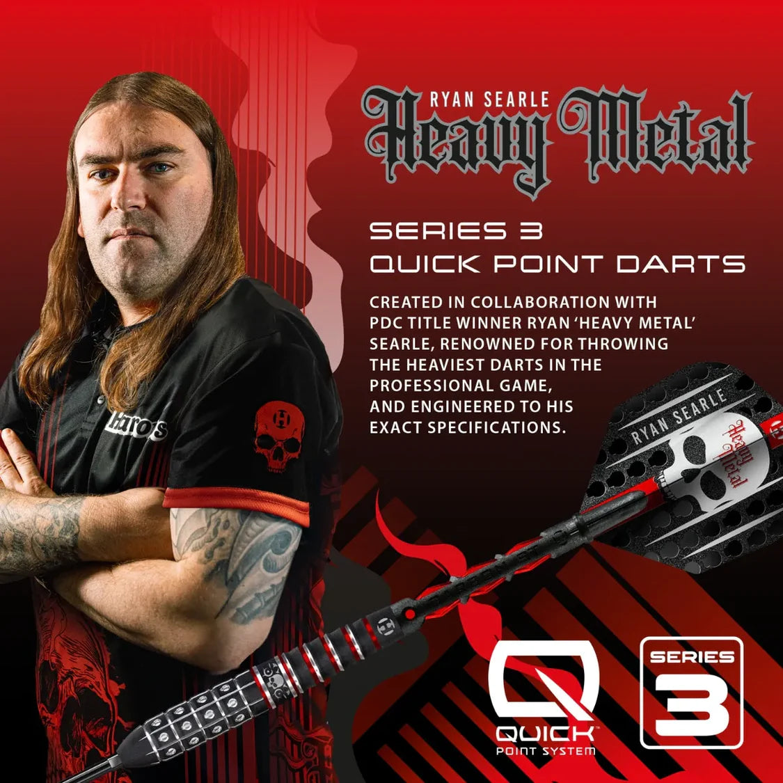 Harrows - Ryan Searle Heavy Metal Series 3  (QP)- 90% Tungsten Darts
