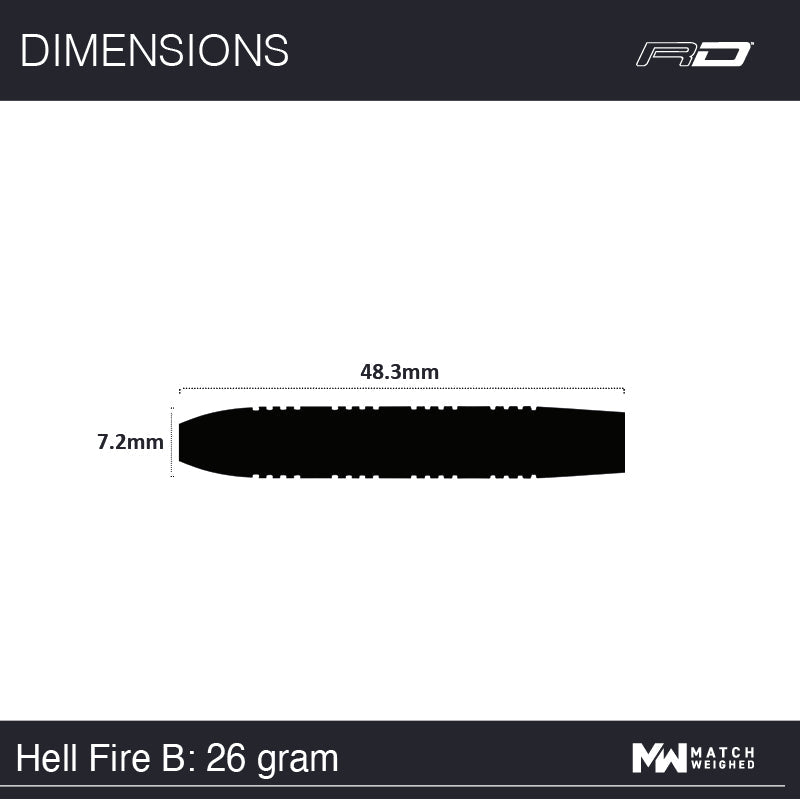 Red Dragon Hell Fire B 26g barrel dimensions diagram