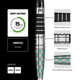 Mission Mantis 95% tungsten darts - grip rating and barrel profile