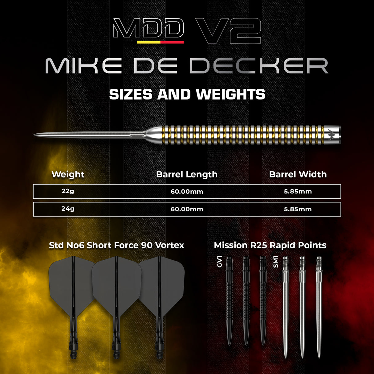 Mission - Mike De Decker V2 - 95% Tungsten Darts (RP)