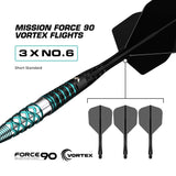 Mission Neptune 90% tungsten darts - Force 90 Vortex No.6 flights