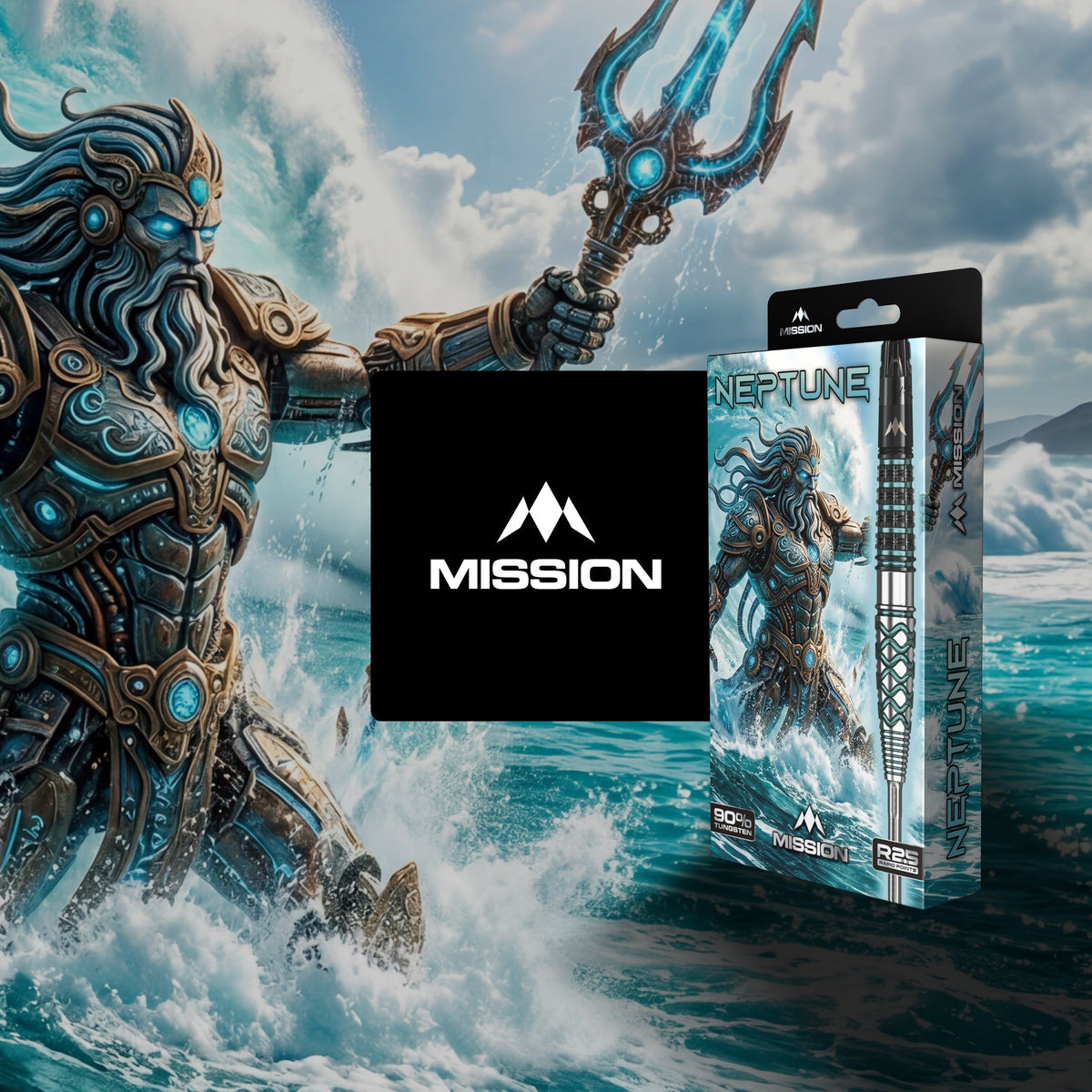Mission Neptune 90% tungsten darts - packaging artwork