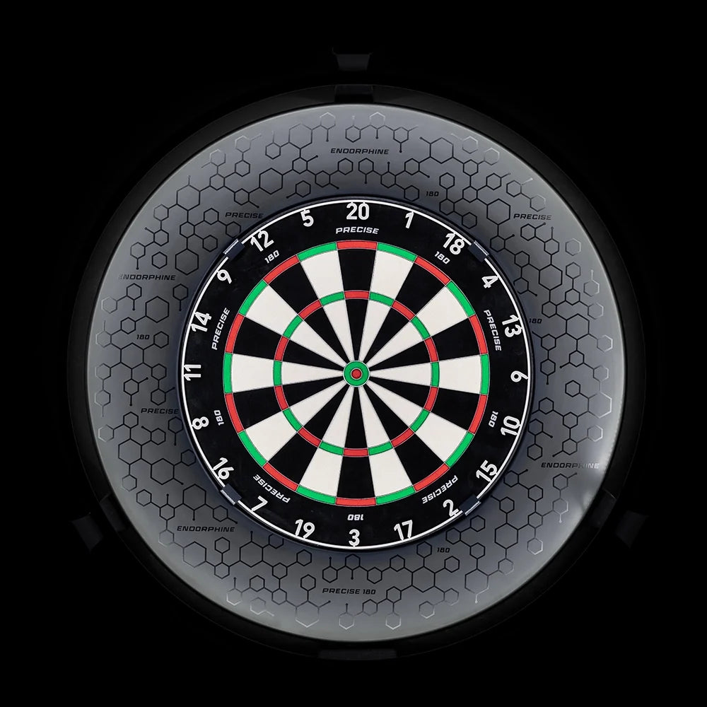 Precise 180 Endorphine Pro surround fitted around a bristle dartboard, front view