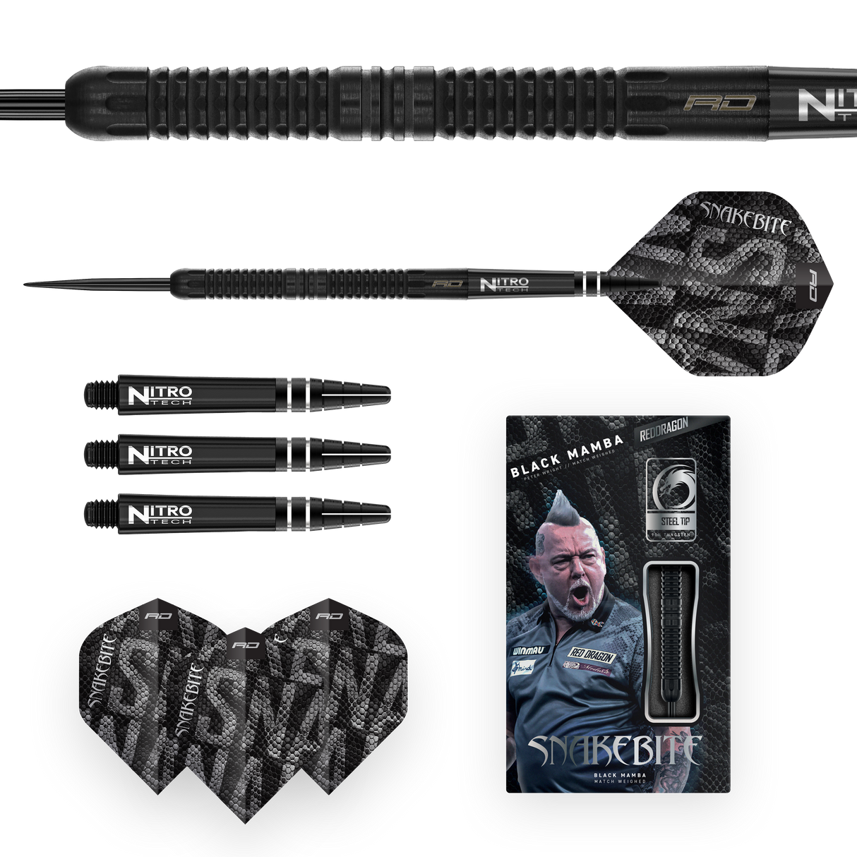Red Dragon - Peter Wright Black Mamba - 90% Tungsten Darts