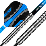 Harrows Razr Parallel 90% tungsten barrel – close view of the full-length acute sawtooth razor grip