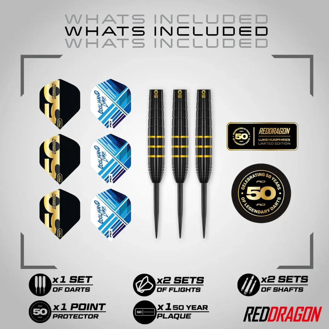 Red Dragon - Luke Humphries 50 Year Anniversary Limited Edition - 90% Tungsten Darts