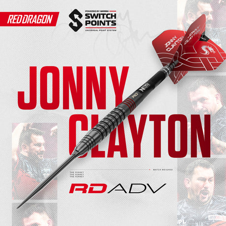 Jonny Clayton RD-ADV player panel with the RD-ADV dart