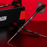 Red Dragon Jonny Clayton RD-Ultra dart in front of its retail box